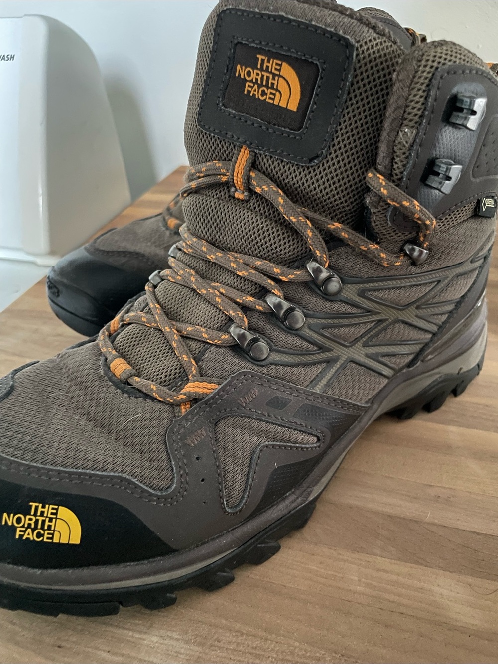The North Face Brown Hiking Boots with Orange Details